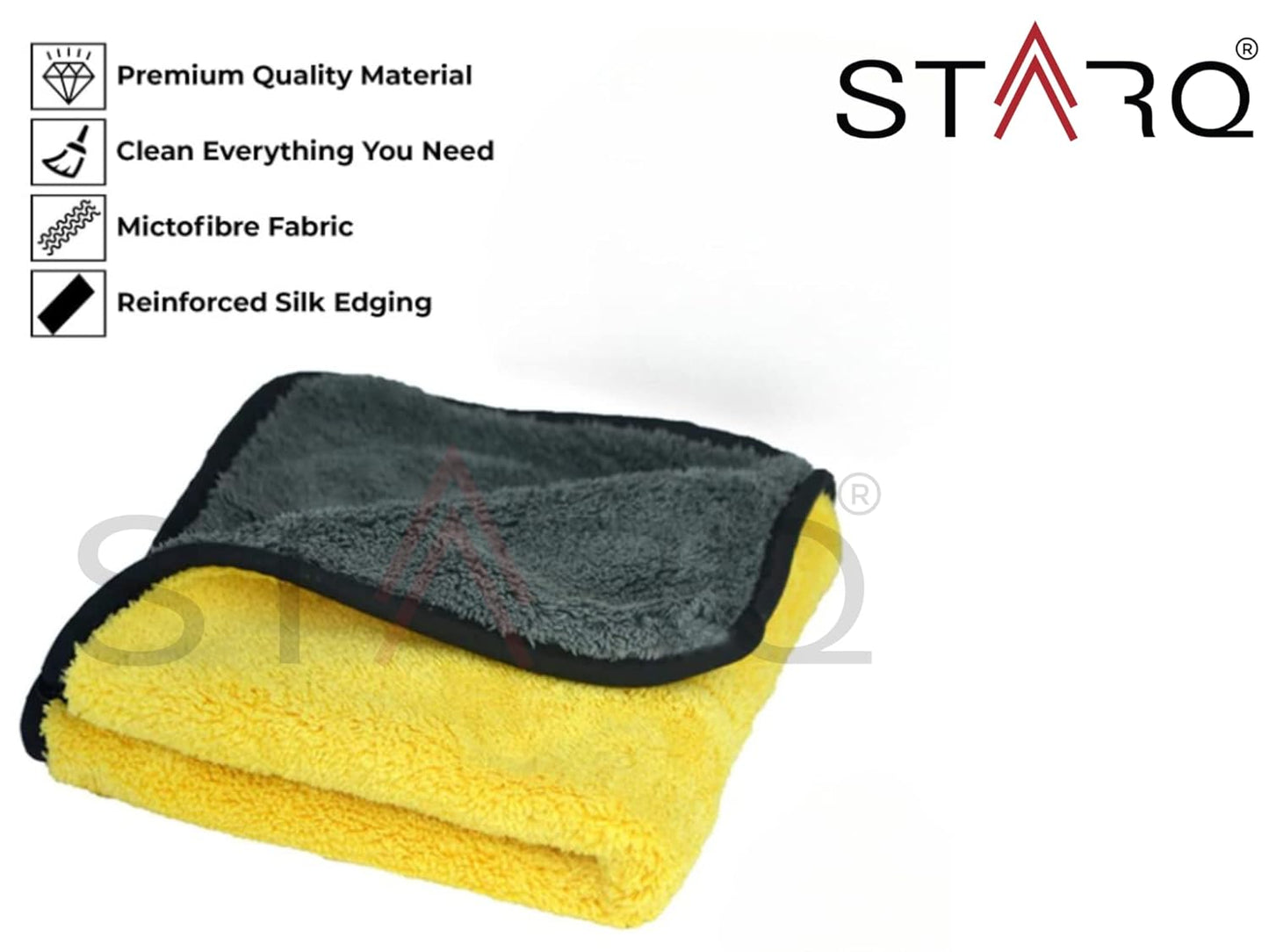 STARQ (PACK OF 3) Multipurpose Microfiber 800 GSM 40cm x 40cm Cleaning Towel Microfibre Cloth Highly Absorbent Dust Towels for All Vehicles Bikes Cars Glass Kitchens - Multicolour (3)