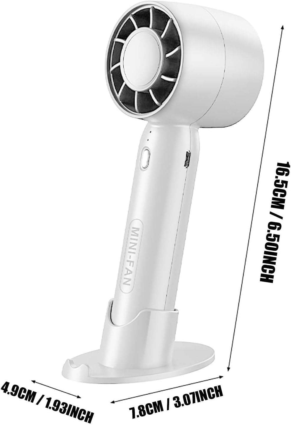 Mini Handheld Fan, Cell Phone Holder Design Table Fan, 2000mAh Battery, Rechargeable Fan, Handheld Cooling Fan, 3 Speed Desk Fan for Dorm Bedroom (White)