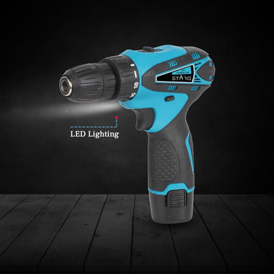 STARQ 12V Li-ion Dual Speed Keyless Chuck Drill |Cordless Drill | Drill Driver | Screwdriver with 2 Batteries, LED Torch Variable Speed and Torque Setting (18+1). (With Batteries)