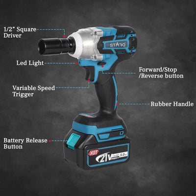 STARQ PRO Series 21V(37V Max) Brushless Double Battery Powerful Cordless Impact Wrench | Impact Driver (Impact Wrench)