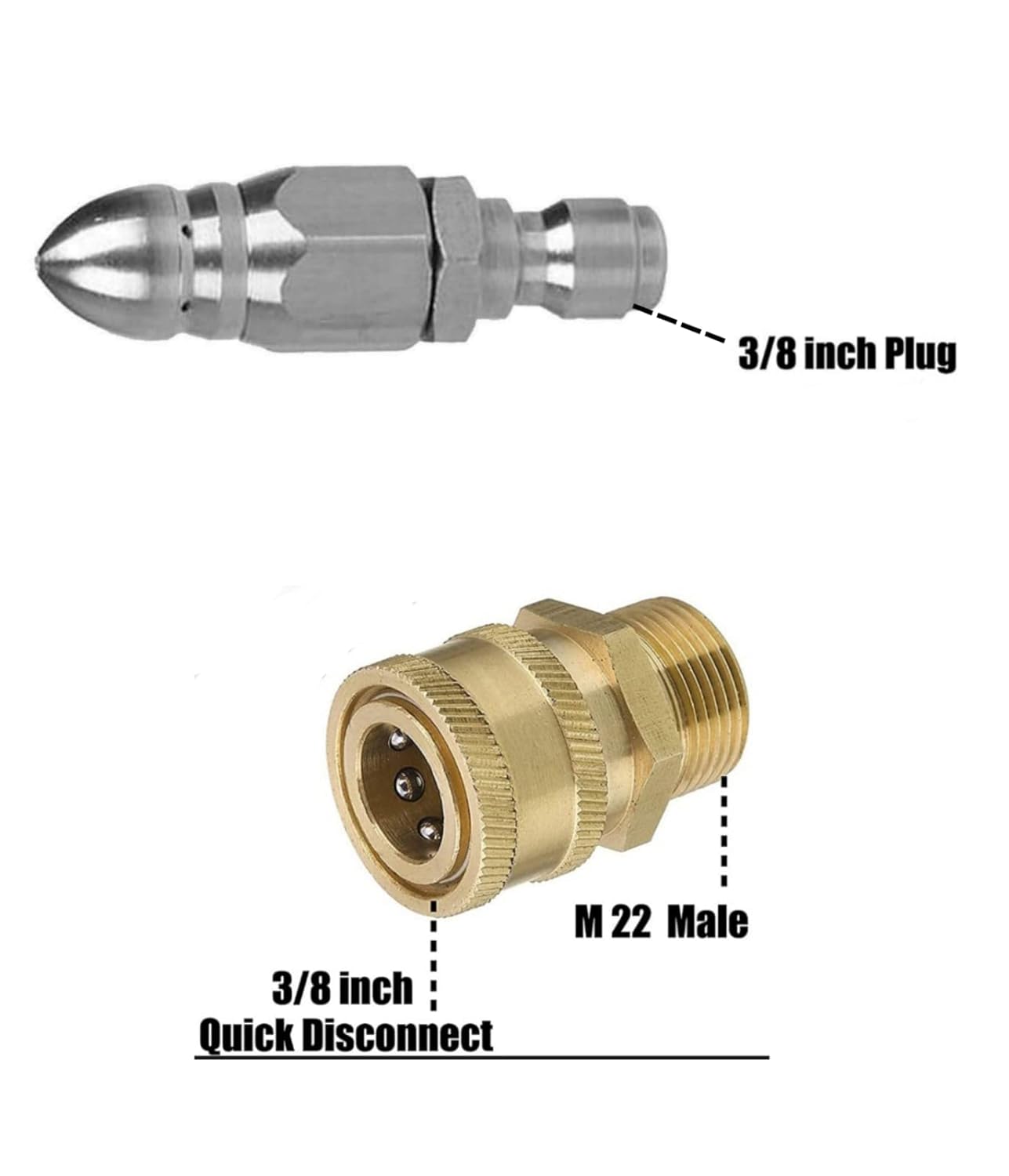 STARQ Quick Connector Rotary Gutter/Sewer/Drain Cleaning Nozzle Attachment For High Pressure Washer ( M22x3/8)